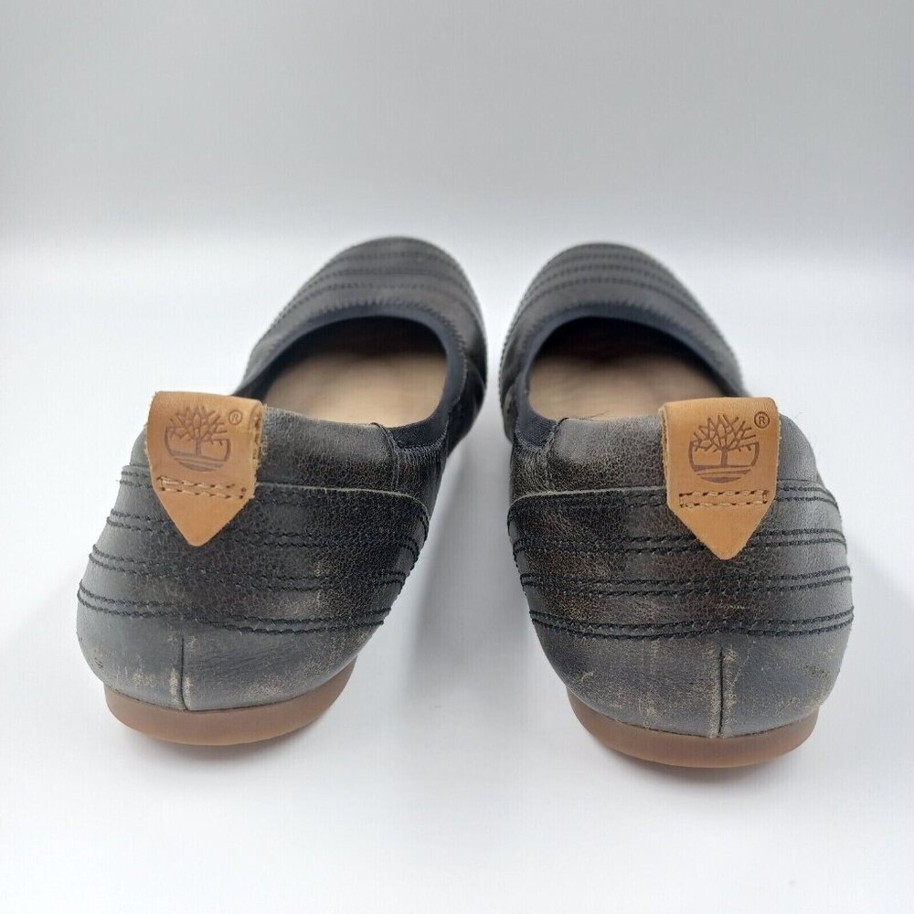 Timberland Women's Shoe Black Sz 8 Leather Earthkeepers Rubber Sole Ballet Flats - Picture 3 of 9